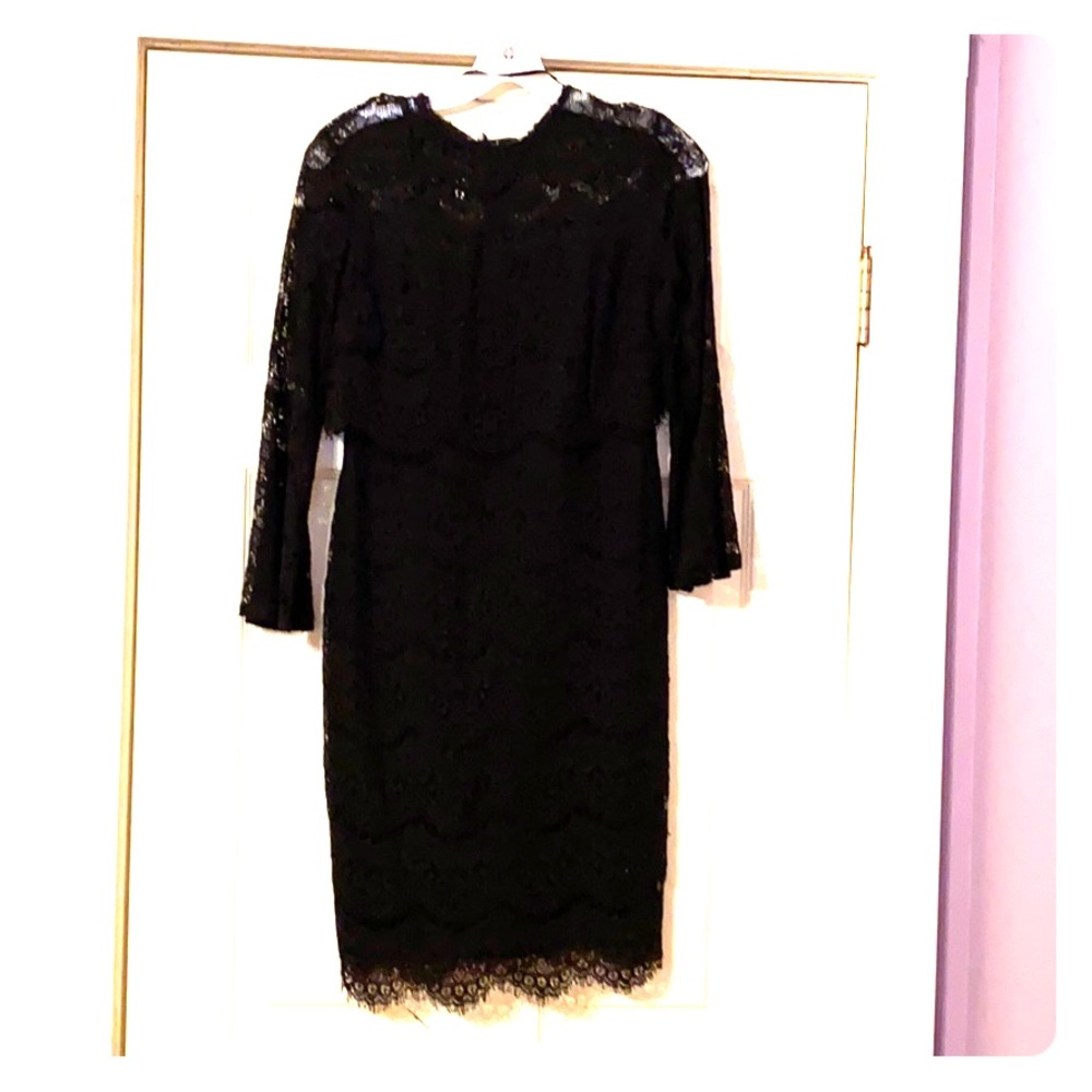 Marina black lace eyelash dress